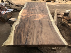 Table de salle à manger de restaurant moderne en bois massif de noyer et d'acacia à bord vif pour meubles de salon - Product Image 3