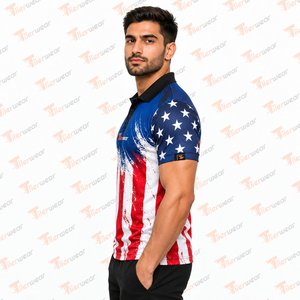 Vêtements de sport pour hommes, personnalisés, avec fermeture éclair sublimée, en spandex/coton, séchage rapide, respirant, pour le golf, uniforme d'équipe, OEM, étiquette privée - Product Image 4
