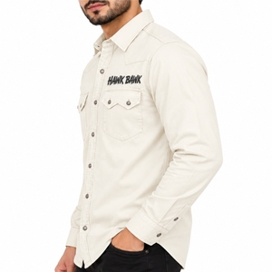 Camisa de Mezclilla para Hombre, Clásica, de Manga Larga, Casual, con Botones al Frente, Cuello Clásico, Bolsillos en el Pecho, Estilo Casual - Product Image 3