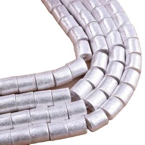 Perles en forme de tambour, plaqué argent brossé, 50g - Product Image 5