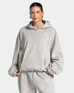 Conjunto Deportivo de Dos Piezas para Mujer, Estampado de Leopardo con Líneas en Contraste, Estilo Oversize, Informal, de Algodón Suave - Product Image 2