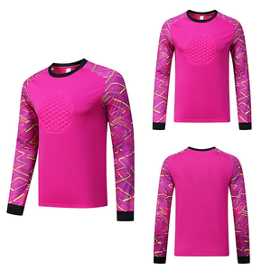 Custom Soccer Goalkeeper Kit Long Sleeve V-<b>neck</b> Moisture-Wicking Breathable Jersey Set <b>Padded</b> Polyester Elastic Waist Unisex - Product Image 1