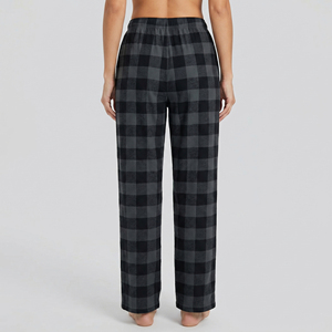 Pantalon de pyjama en flanelle à carreaux pour femmes, taille élastique, coupe ample, longueur intégrale, vêtements de nuit d'hiver, 100% flanelle de coton, pantalon pour femmes - Product Image 2