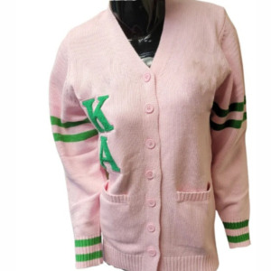 2026 New Style Customized AKA Sorority V Neck Varsity <b>Cardigan</b> <b>Sweater</b> 100% Cotton Breathable Chenille Front Logo Autumn Knitted - Product Image 4