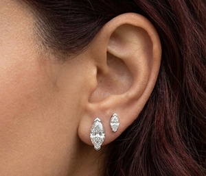 Marquise Cut Lab Grown Diamond Minimalist 10K 14K 18K Gold 925 <b>Silver</b> <b>Stud</b> Earrings Gift for Her Weddings Factory Direct Jewelry - Product Image 6