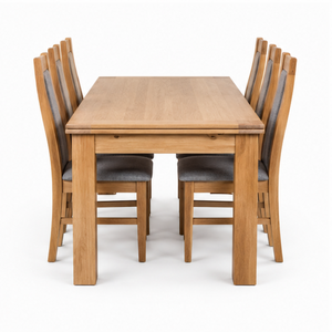 Ensemble de salle à manger ARTERRA Premium en teck rectangulaire de grande taille, table moderne, chaises rembourrées à dossier haut pour hôtel - Product Image 1