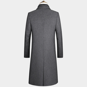 Abrigo de lana gris para hombre, talla grande, largo, con cuello vuelto, grueso, para invierno - Product Image 2