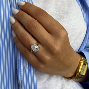Anillo de compromiso unisex con diamante de corte pera ovalado, engaste de púas, 4 quilates, cultivado en laboratorio, certificado IGI, para boda, 14k, Vermeil, para fiesta - Product Image 4