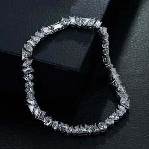 Silver <b>Rose</b> Gold Plated Moissanite Tennis Bracelet Oval Cut Channel Setting Geometric Design Trendy Unisex GRA Certified Party - Product Image 2