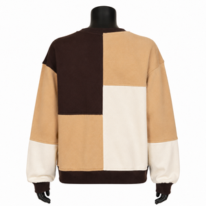 เสื้อสเวตเชิ้ตโอเวอร์ไซส์ผู้หญิง OEM แบบ Color Block 300 GSM ผ้าฝ้าย 65% โพลีเอสเตอร์ 35% ผ้าฟลีซเนื้อนุ่ม สไตล์สตรีทแวร์สั่งทำพิเศษ - Product Image 3