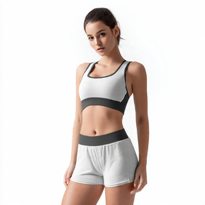 Compression <b>Bra</b> Yoga Wear Shorts 2 Piece Set Women Workout Athletic Wear Shorts Set Ladies - Product Image 1
