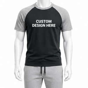 Two Tone Contrast Sleeve High Quality 100% Cotton Custom <b>Design</b> Breathable Quick-Dry Workout Top With Custom Logo - Product Image 1