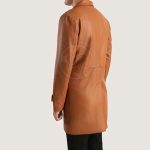 Manteau en cuir de luxe pour homme, élégant, coupe longue, matière durable, idéal pour la mode d'hiver et les événements formels - Product Image 4