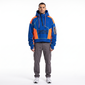 Hoodie Homme Extralarge Court Respirant avec Poches 500 GSM en Coton Biologique Recyclé Molleton Bouclé Ripstop Grid-Stop - Product Image 1