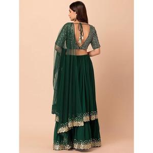 Fabuleux vert foncé paillettes Georgette Party Wear Lehenga Choli - Product Image 4