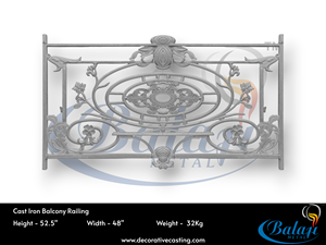 Barandilla de Balcón de Hierro Fundido Gris Pulido, Panel de Diseño Moderno para Arquitectura de Balcón de Alta Gama - Product Image 3