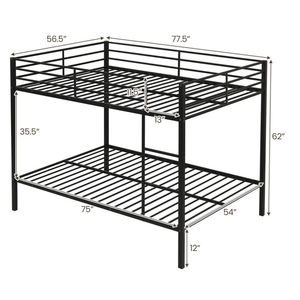 Letto Singolo in Metallo Nero, Facile Montaggio, Altezza da Terra 12 Pollici, Peso Netto 79,5 Libbre, con Ringhiera di Sicurezza - Product Image 2
