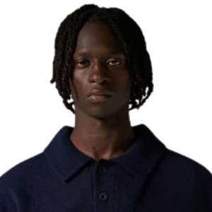 Men Knit Long Sleeve Polo Sweater Navy Soft Textured Button Collar Pullover Casual Winter Top Cotton <b>Blend</b> OEM - Product Image 5