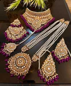 Juego de Joyería de Acero Inoxidable con Diseño Personalizado Premium Hecho a Mano, Collar y Aretes de Boda, 6 Piezas, Chapado en Oro para Mujer - Product Image 3