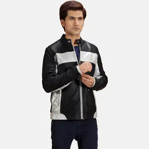Randolf <b>Silver</b> Black Leather Waterproof Men's Winter Biker <b>Jacket</b> - Product Image 1