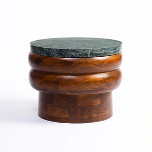 <b>Modern</b> Solid Wood Multi-functional Convertible <b>Extendable</b> Nightstand <b>Round</b> Side <b>Table</b> With Marble Top <b>Round</b> Design - Product Image 4