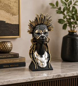 Escultura de Busto de Dama Africana, Arte Tribal Moderno, Figura de Poliresina, Adorno Decorativo para Mesa, para Decoración del Hogar u Oficina - Product Image 6
