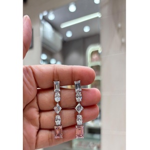Stylish High Quality Brass <b>Silver</b> Plated Zircon Trendy Designer Drop <b>Earring</b> Women <b>Wedding</b> Look Party Wear Fashion - Product Image 1