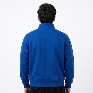 Custom Men Quarter <b>Zip</b> Sweatshirt Premium Cotton Fleece Loose Fit Mock Neck Minimalist Casual Streetwear Pullover - Product Image 2