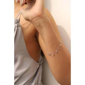 18K <b>Gold</b> Diamond Baguette Drop Fine Charm Bracelet - Product Image 5
