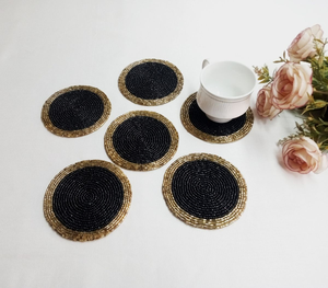 Ethnic Buddhism Handmade Seed Bead <b>Coaster</b> for Coffee Table Custom Size <b>Beaded</b> Embroidery Drink <b>Coasters</b> Custom - Product Image 2