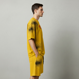 2026 New arrival Summer Casual Wear Streetwear custom DTF Printed logo 100% Cotton with <b>spray</b> effect hip hop Men's 2-Piece <b>Set</b> - Product Image 4