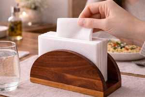 Servilletero de Madera Clásico Ecológico Hecho a Mano de Primera Calidad, Anillos para Servilletas, Decoración para Mesa de Comedor, Cocina, Restaurante, Cafetería y Hogar - Product Image 1