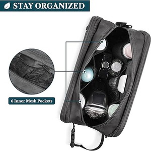 Trousse de rasage portable en cuir véritable résistante à l'eau, grande capacité, pour voyage, avec fermeture éclair, pour cosmétiques et articles de beauté - Product Image 3