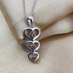 Collier pendentif en diamant naturel brun 0,29 carats pour femme en argent sterling 925, chaîne de 18 pouces, taille ronde (couleur fantaisie, P2 Cla - Product Image 1