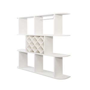Grand porte-vin mural rustique à 3 niveaux, étagère de rangement multifonctionnelle en bois avec porte-verres pour collection de vins - Product Image 5