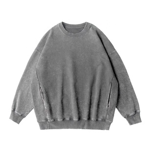 Sudaderas Lisas para Hombre con Lavado Ácido, Ajuste Holgado Casual, Hombros Caídos, Cuello Redondo, Tacto Suave, Estilo Vintage - Product Image 5