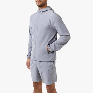 High Quality <b>Men</b>’s Breathable Two Piece Set Lightweight Windbreaker Hoodie <b>Jacket</b> and Quick Dry Shorts - Product Image 3