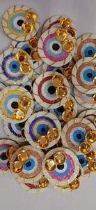 Nouvel Arrivage Plateau de Luxe Fait Main pour Diya, Orné de Perles et de l'Œil Turc, Thali de Pooja Décoratif avec Diya Dorés et Décoration de Protection Nazar - Product Image 2