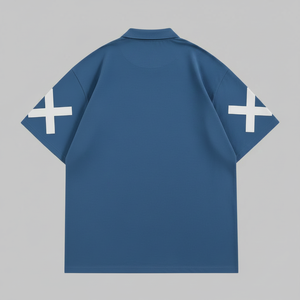 Chemise décontractée unie en coton respirant pour homme, à manches courtes, avec logo brodé sur le devant, style élégant pour le quotidien - Product Image 5