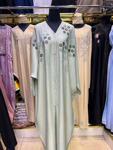 Best Selling Umbrella Abaya Modest Dubai Beaded Sequined <b>Long</b> Sleeve Muslim Traditional Handmade Wedding Women Breathable V Neck - Product Image 3