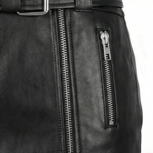 Jupe crayon mini en cuir taille haute pour femme avec ceinture, poche zippée, style motard, couleur unie, toutes saisons - Product Image 5