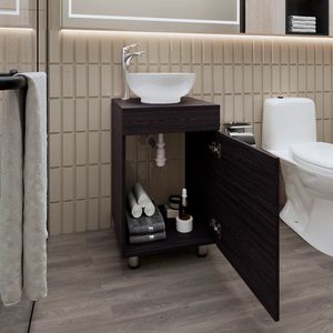 Mobile Bagno Integrato in Wengue con Lavabo e Rubinetto - Collezione Premium - Product Image 2
