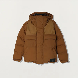 Veste matelassée en duvet pour homme, couleur marron, coupe-vent, fermeture éclair, col montant, manteau d'hiver décontracté, coupe régulière - Product Image 5