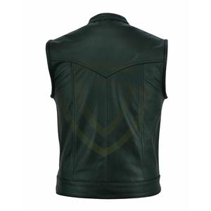 Chaleco de Cuero al por Mayor Disponible para Hombre, Chaleco de Cuero Estilo Motociclista con Cuello en V Personalizable - Product Image 3