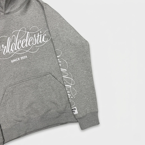 2026 350 GSM Cotton French Terry Gray Hooded <b>Sweatshirt</b> Set Full Sleeve Letter Print 100% Cotton Regular Fit Autumn Wear Side - Product Image 6