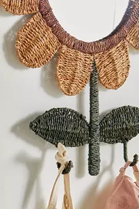Espejo de pared tejido a mano con diseño de girasol, decorado con hierba marina, ecológico, natural, para decoración de habitación infantil. - Product Image 5