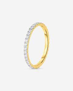 Bagues empilables en diamants de laboratoire de 1,9 mm, demi-alliances vintage pavées, en or massif 14k 18k, couleur DEF - Product Image 1