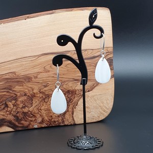 Oval Seashell <b>Earrings</b> Polished Natural Craft Jewelry White Shell Drop <b>Earrings</b> - Product Image 5