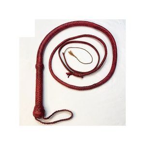 Fouet en cuir avec poignée tressée, design en spirale rouge - Product Image 1