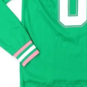 Camiseta Deportiva Verde Esmeralda con Ribete Rosa, Cuello en V, Manga Larga, Número 08, Estampado Gráfico, Ropa Deportiva Informal, Top de Moda para Mujer - Product Image 6